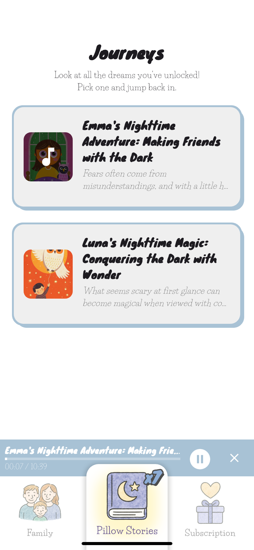Stories library interface